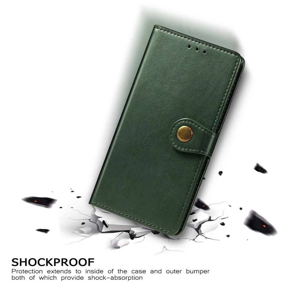 Solid Color Wallet Stand Leather Phone Shell for Samsung Galaxy A52 5G - Blackish Green-7