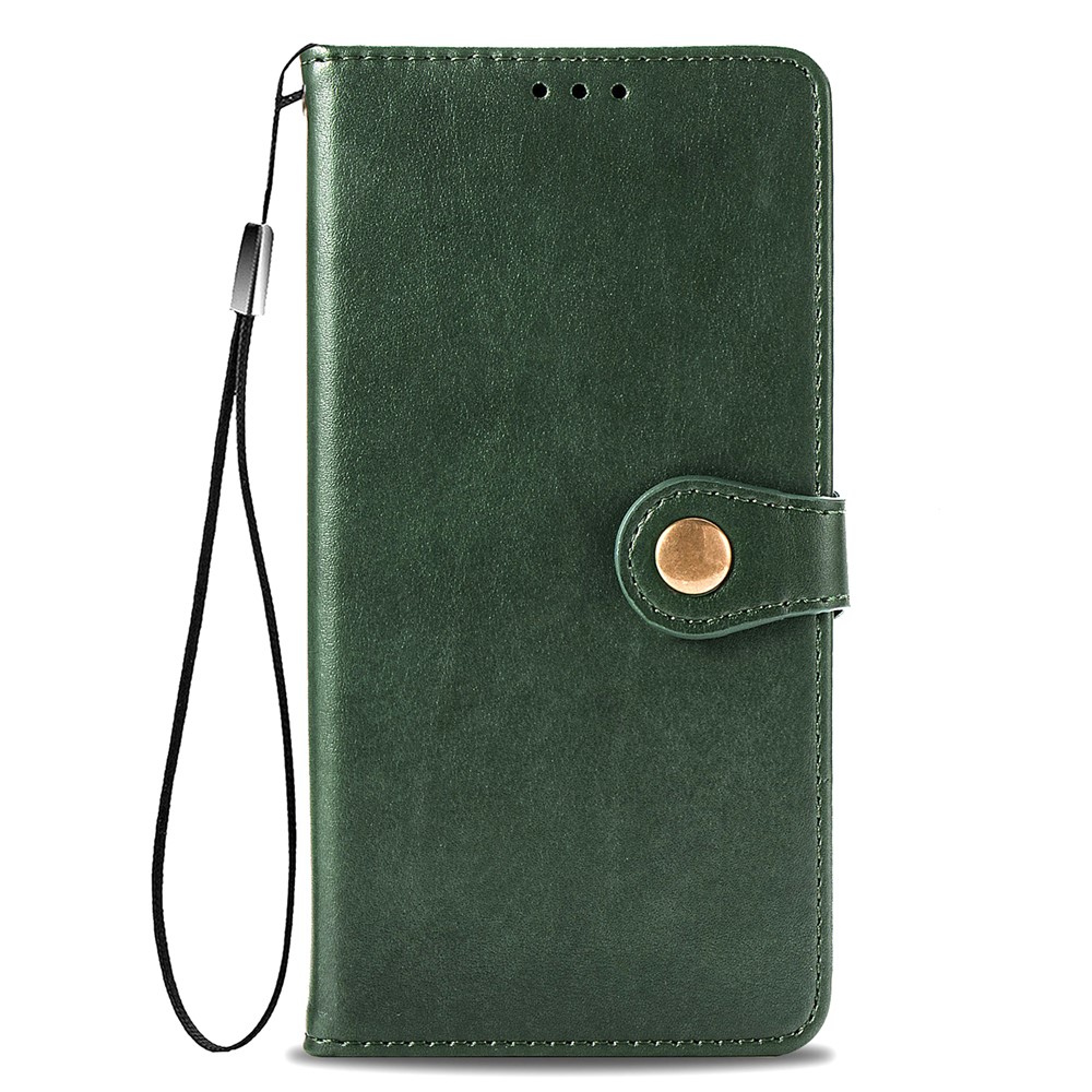 Solid Color Wallet Stand Leather Phone Shell for Samsung Galaxy A52 5G - Blackish Green-9