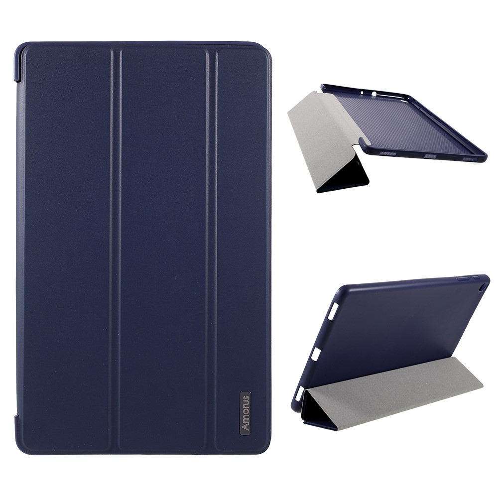 Couro Tri-fold de Amorus Com Estojo Estiloso Para Samsung Galaxy Tab A 10.1 (2019) T510 - Azul