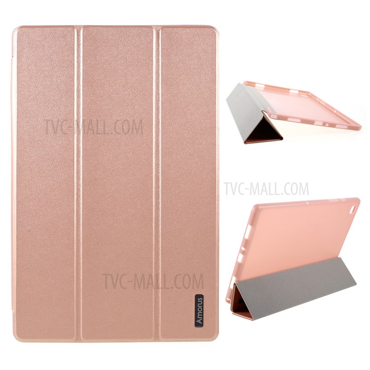 AMORUS Tri-fold Leather with Stand Stylish Case for Samsung Galaxy Tab A7 10.4 (2020) T500 - Rose Gold-1