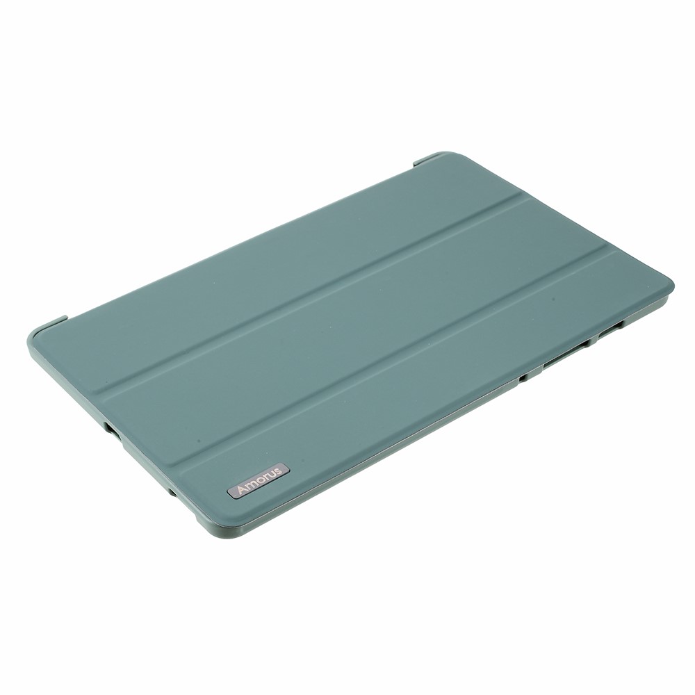 Amorus Soft TPU Back Tri Fold Stand Cuir Protective Case Pour Samsung Galaxy Tab S6 Lite P610 / P615 / S6 Lite (2022) - Vert