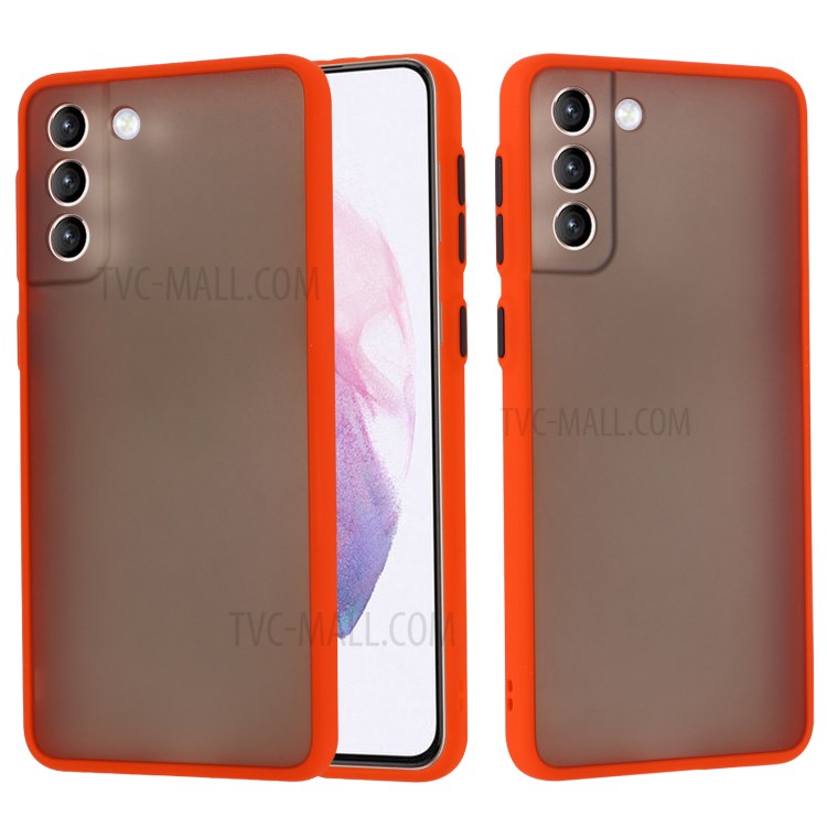 Drop-proof PC + TPU Hybrid Skin-touch Matte Case for Samsung Galaxy S21+ - Red-1