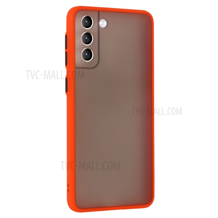 Drop-proof PC + TPU Hybrid Skin-touch Matte Case for Samsung Galaxy S21+ - Red-4