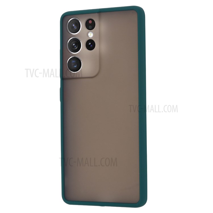 Drop-proof PC + TPU Hybrid Skin-touch Matte Protector Case for Samsung Galaxy S21 Ultra - Green-2