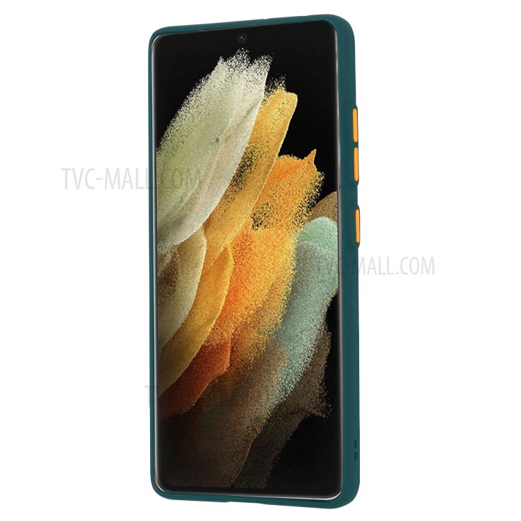Drop-proof PC + TPU Hybrid Skin-touch Matte Protector Case for Samsung Galaxy S21 Ultra - Green-3