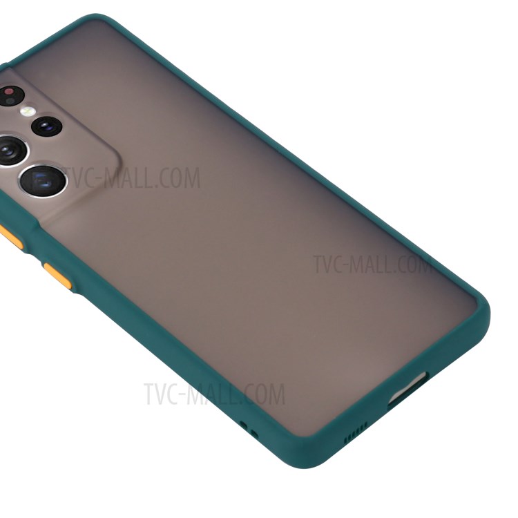 Drop-proof PC + TPU Hybrid Skin-touch Matte Protector Case for Samsung Galaxy S21 Ultra - Green-5
