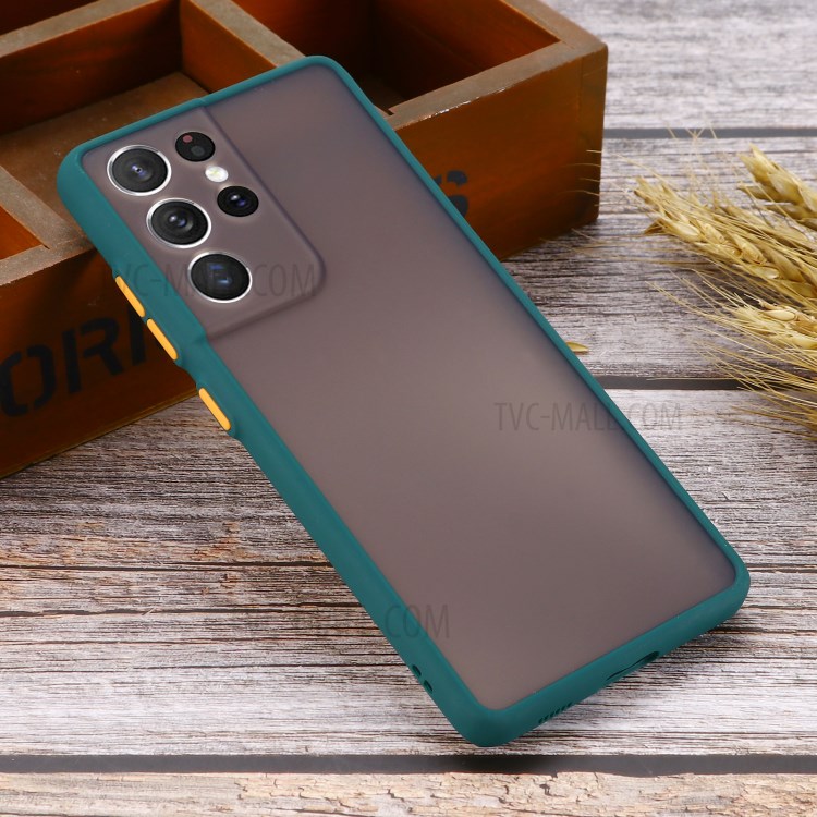 Drop-proof PC + TPU Hybrid Skin-touch Matte Protector Case for Samsung Galaxy S21 Ultra - Green-6