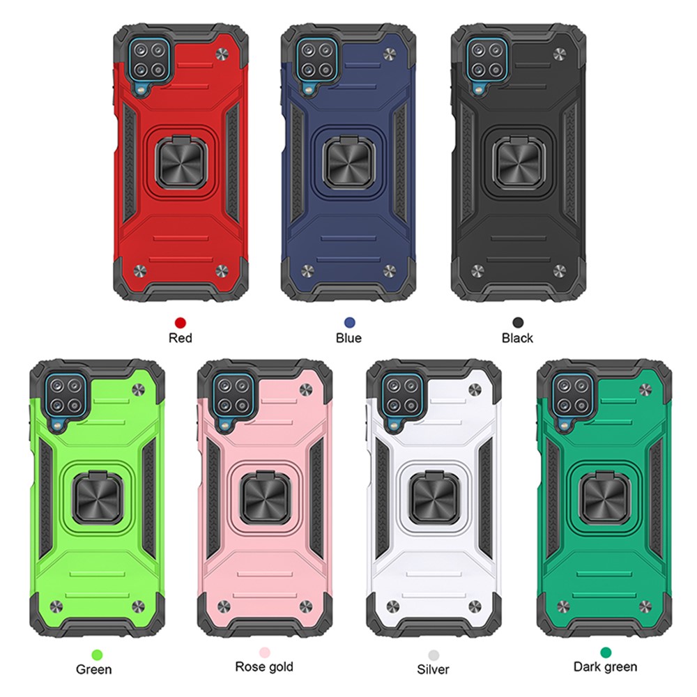 Armor Style Ring Kickstand Detachable TPU PC Case with Metal Sheet for Samsung Galaxy A12 - Blue-8