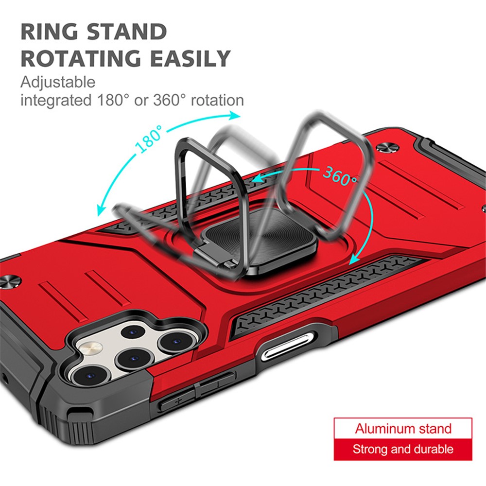 Ring Kickstand with Metal Sheet Detachable TPU PC Case for Samsung Galaxy A32 5G - Red-5