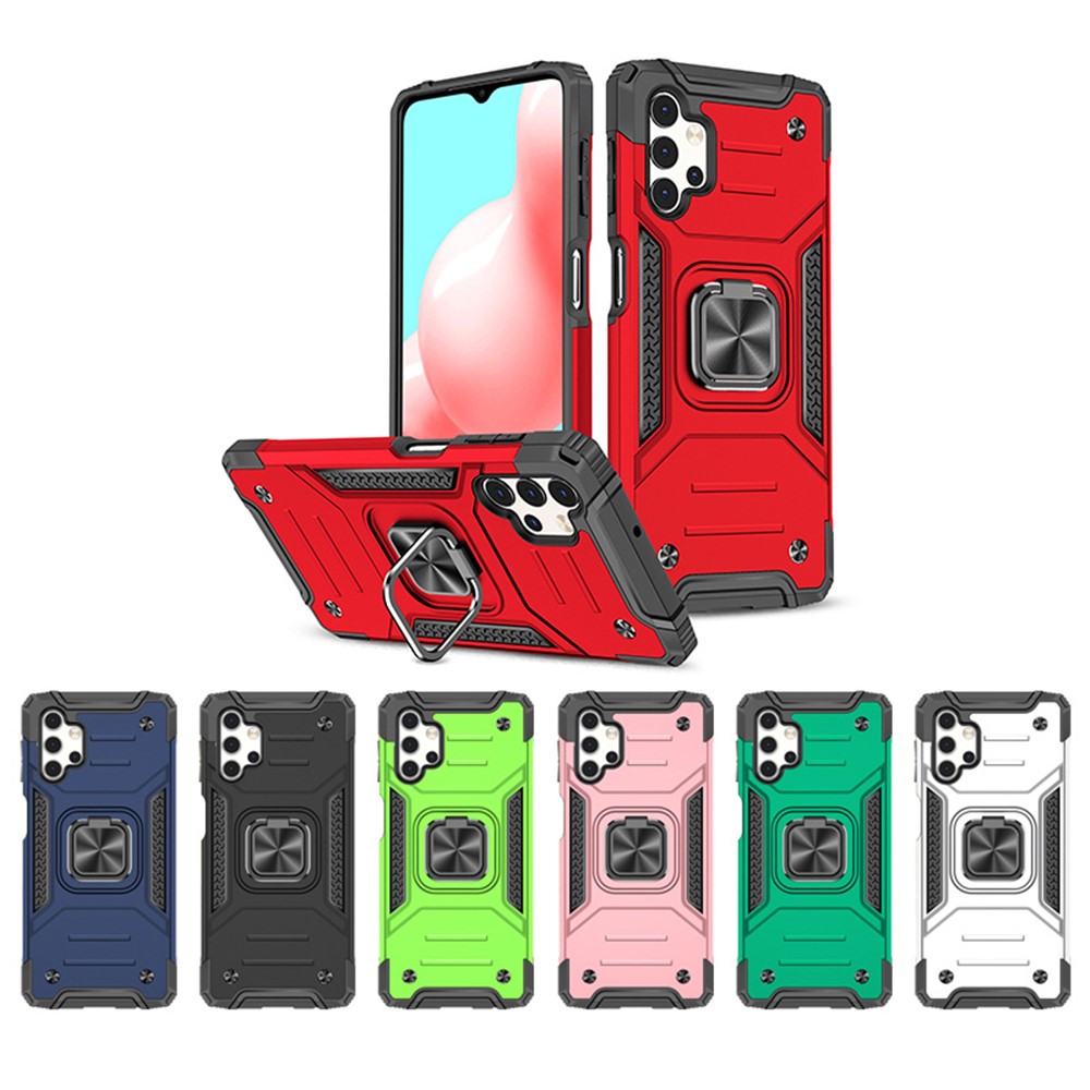 Ring Kickstand with Metal Sheet Detachable TPU PC Case for Samsung Galaxy A32 5G - Red-9