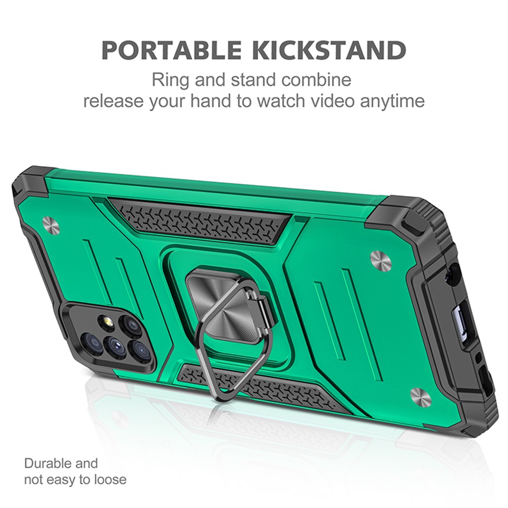 Ring Kickstand with Metal Sheet Detachable TPU PC Cover for Samsung Galaxy M51 (Side Fingerprint) - Blackish Green-4