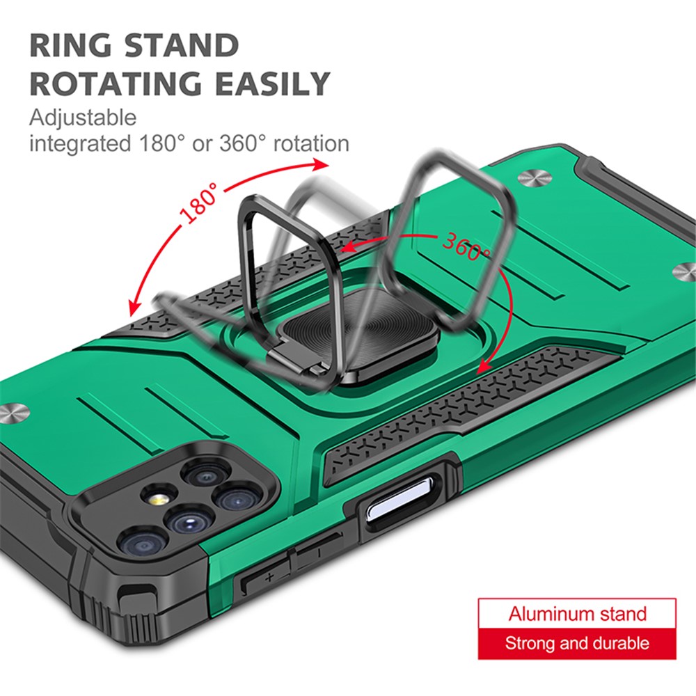 Ring Kickstand with Metal Sheet Detachable TPU PC Cover for Samsung Galaxy M51 (Side Fingerprint) - Blackish Green-5