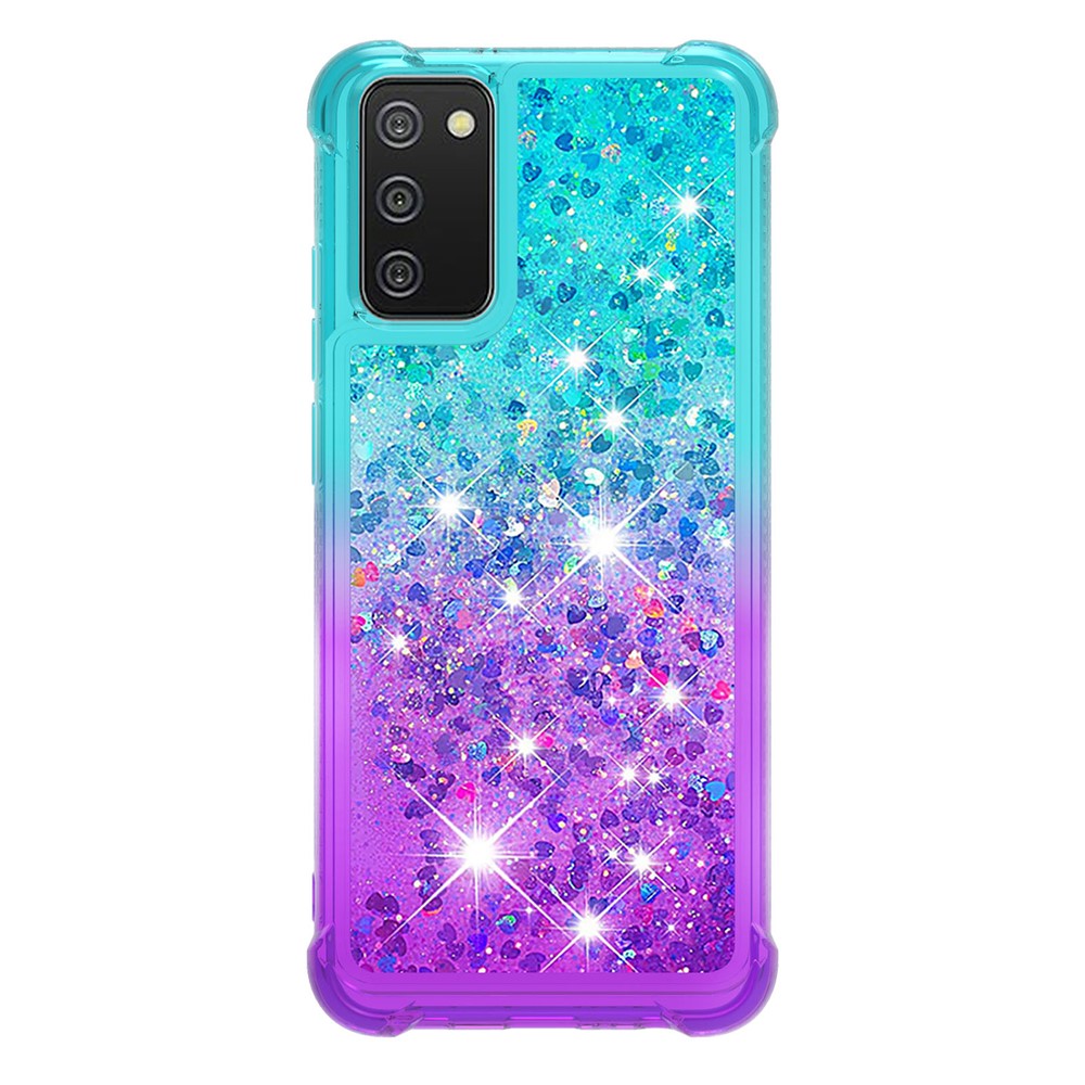 Shockproof Gradient Quicksand TPU Shell for Samsung Galaxy A02s (EU Version) / Galaxy A02s (US Version) - Baby Blue/Purple-2