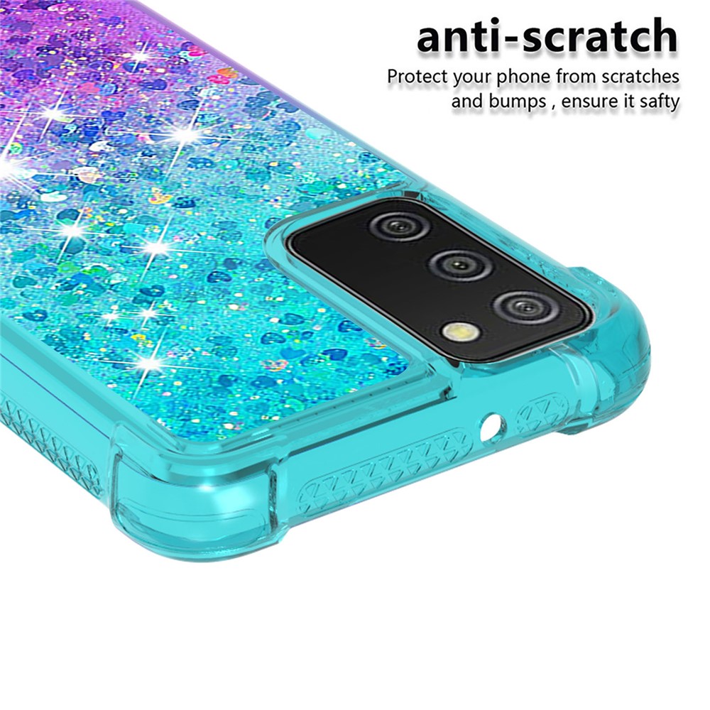 Shockproof Gradient Quicksand TPU Shell for Samsung Galaxy A02s (EU Version) / Galaxy A02s (US Version) - Baby Blue/Purple-4