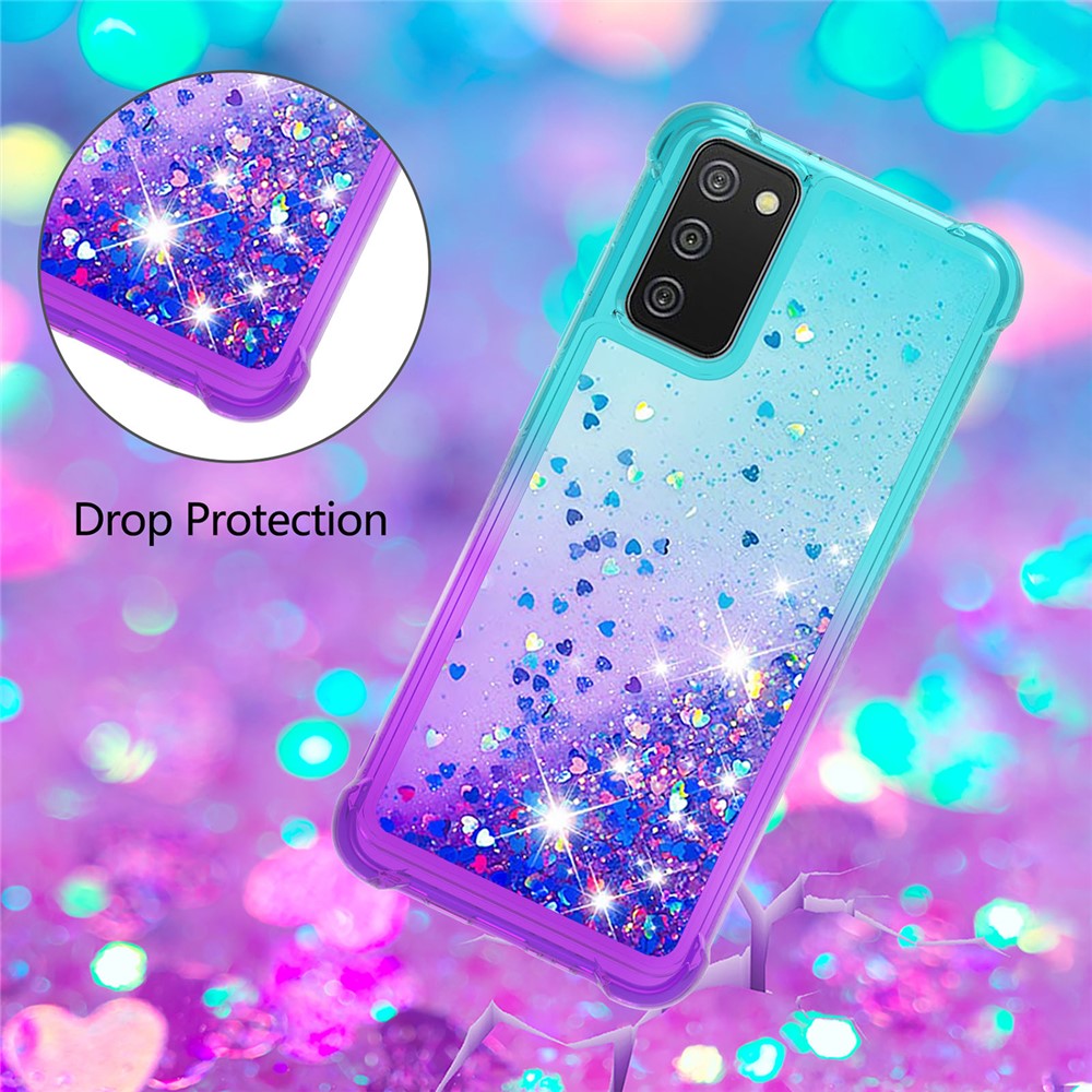 Shockproof Gradient Quicksand TPU Shell for Samsung Galaxy A02s (EU Version) / Galaxy A02s (US Version) - Baby Blue/Purple-5