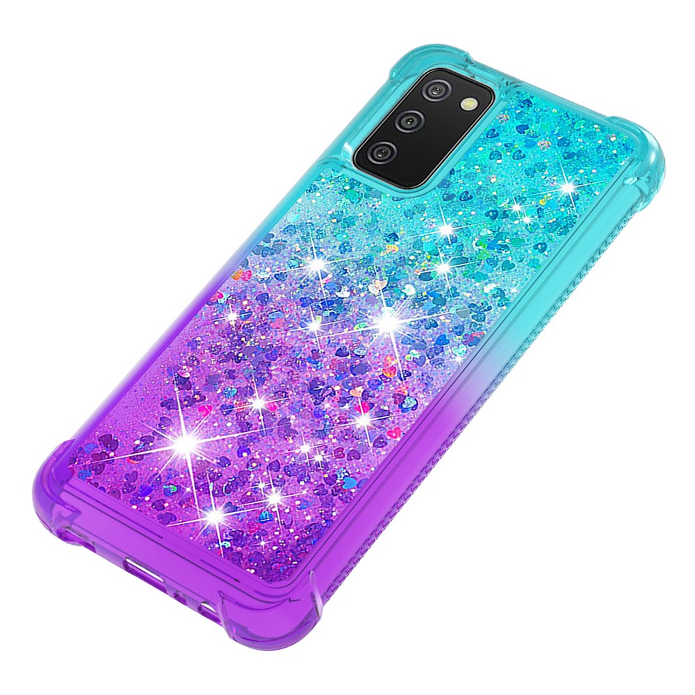 Shockproof Gradient Quicksand TPU Shell for Samsung Galaxy A02s (EU Version) / Galaxy A02s (US Version) - Baby Blue/Purple-6