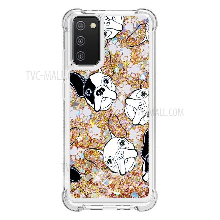 Shockproof Quicksand Protector Case with Pattern for Samsung Galaxy A02s (EU Version)/(US Version) - Dog-2