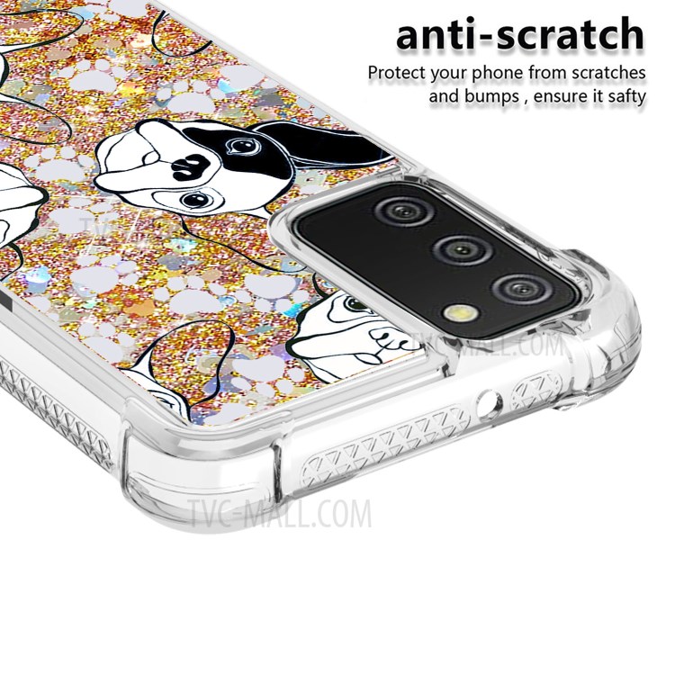 Shockproof Quicksand Protector Case with Pattern for Samsung Galaxy A02s (EU Version)/(US Version) - Dog-4