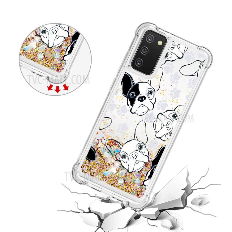 Shockproof Quicksand Protector Case with Pattern for Samsung Galaxy A02s (EU Version)/(US Version) - Dog-5
