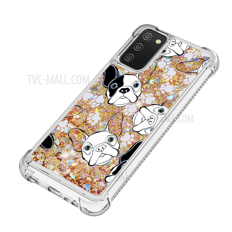 Shockproof Quicksand Protector Case with Pattern for Samsung Galaxy A02s (EU Version)/(US Version) - Dog-6