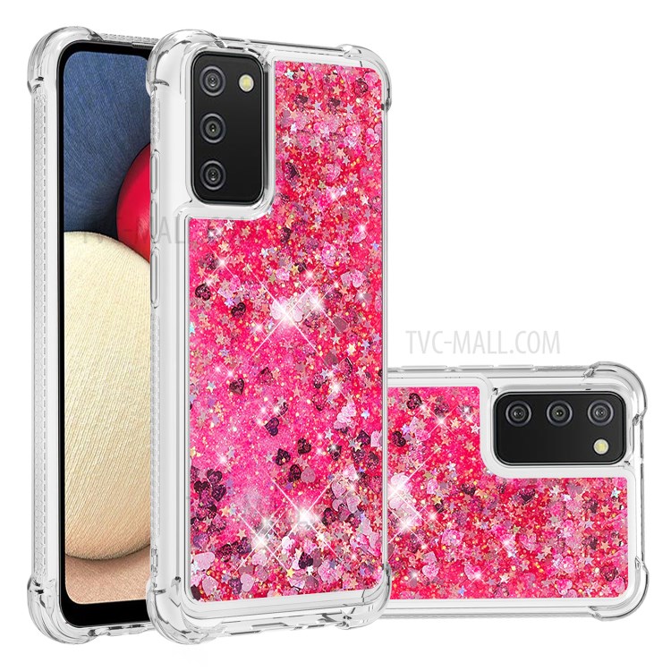 Funny Quicksand TPU Protective Cover Shell for Samsung Galaxy A02s (EU Version)/(US Version) - Rose-1