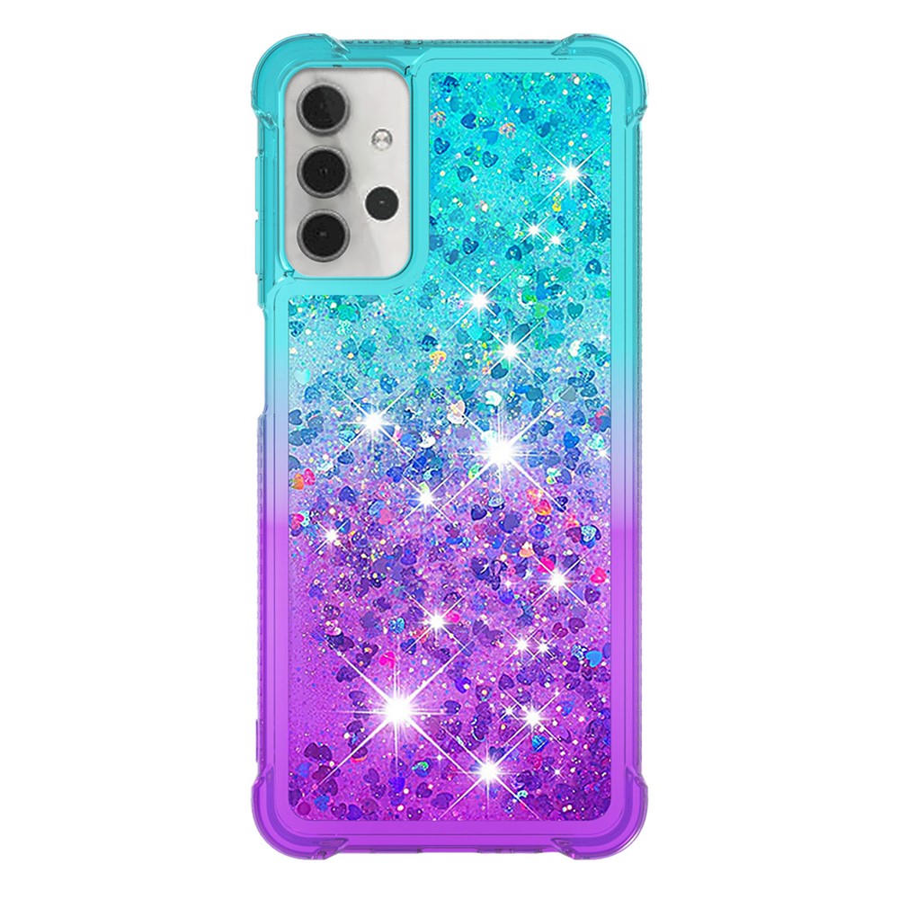 Shockproof Gradient Quicksand TPU Shell for Samsung Galaxy A32 5G - Baby Blue/Purple-2
