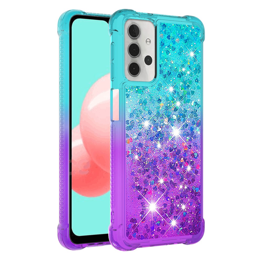 Shockproof Gradient Quicksand TPU Shell for Samsung Galaxy A32 5G - Baby Blue/Purple-3