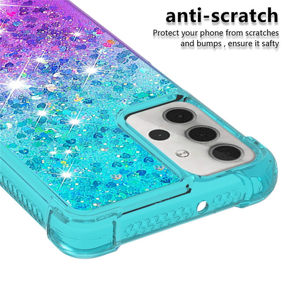 Shockproof Gradient Quicksand TPU Shell for Samsung Galaxy A32 5G - Baby Blue/Purple-4