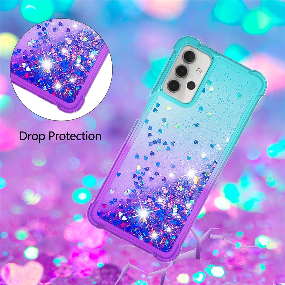 Shockproof Gradient Quicksand TPU Shell for Samsung Galaxy A32 5G - Baby Blue/Purple-5