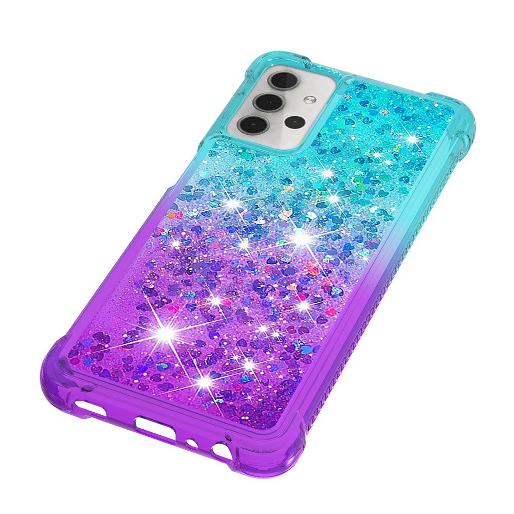 Shockproof Gradient Quicksand TPU Shell for Samsung Galaxy A32 5G - Baby Blue/Purple-6