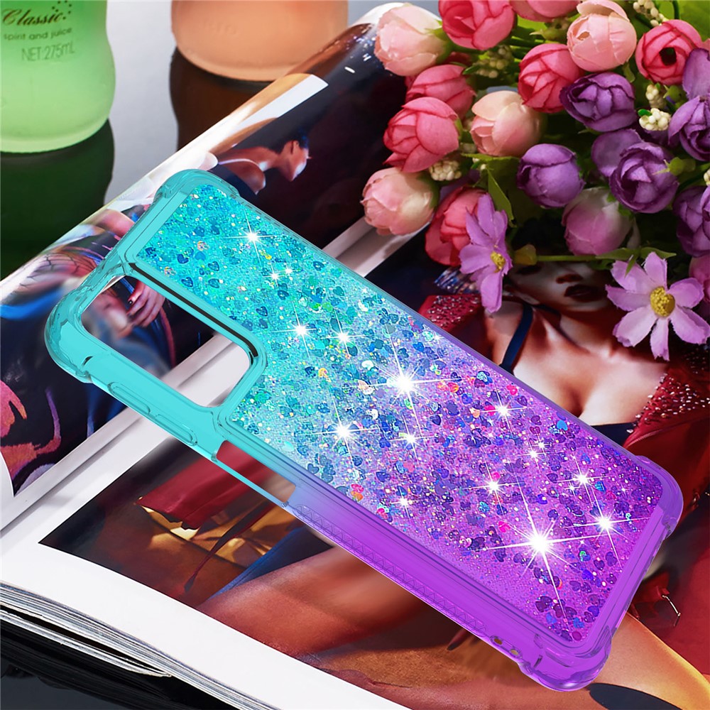 Shockproof Gradient Quicksand TPU Shell for Samsung Galaxy A32 5G - Baby Blue/Purple-7