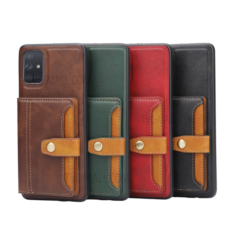 Card Slots Kickstand PU Leather Coated TPU Case for Samsung Galaxy A71 SM-A715 - Brown-7
