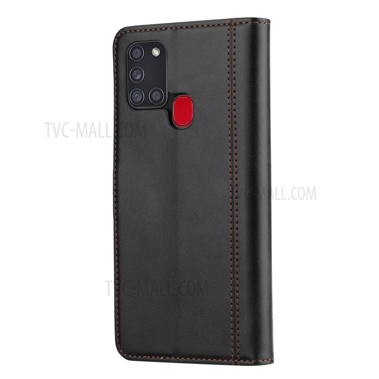 Card Slots Kickstand PU Leather Coated TPU Case for Samsung Galaxy A21s - Black-3
