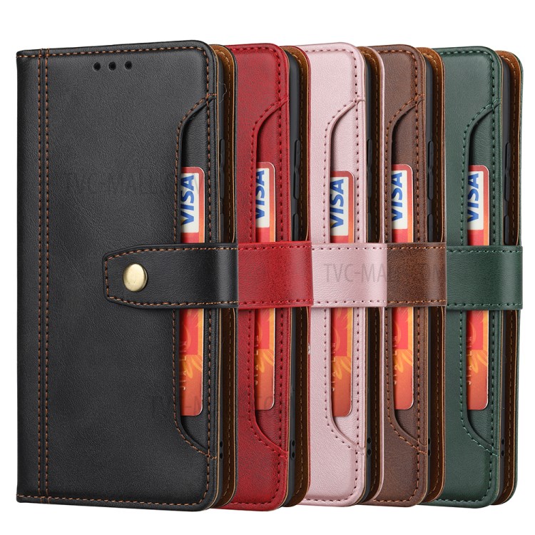 Card Slots Kickstand PU Leather Coated TPU Case for Samsung Galaxy A21s - Black-6