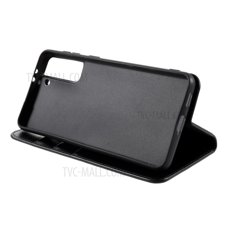 Crazy Horse Auto-Absorbed Genuine Leather Wallet Stand Case for Samsung Galaxy S21 5G - Black-11