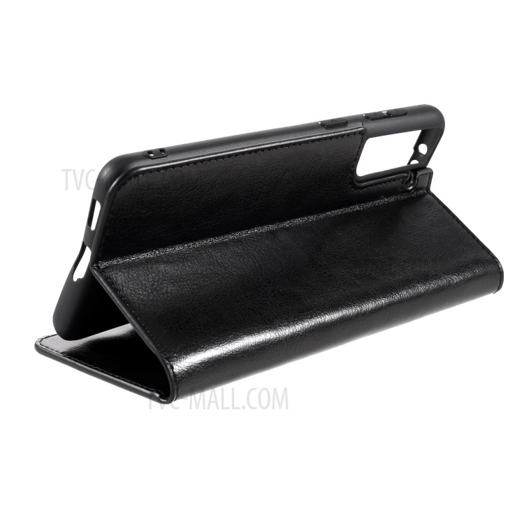 Crazy Horse Auto-Absorbed Genuine Leather Wallet Stand Case for Samsung Galaxy S21 5G - Black-12