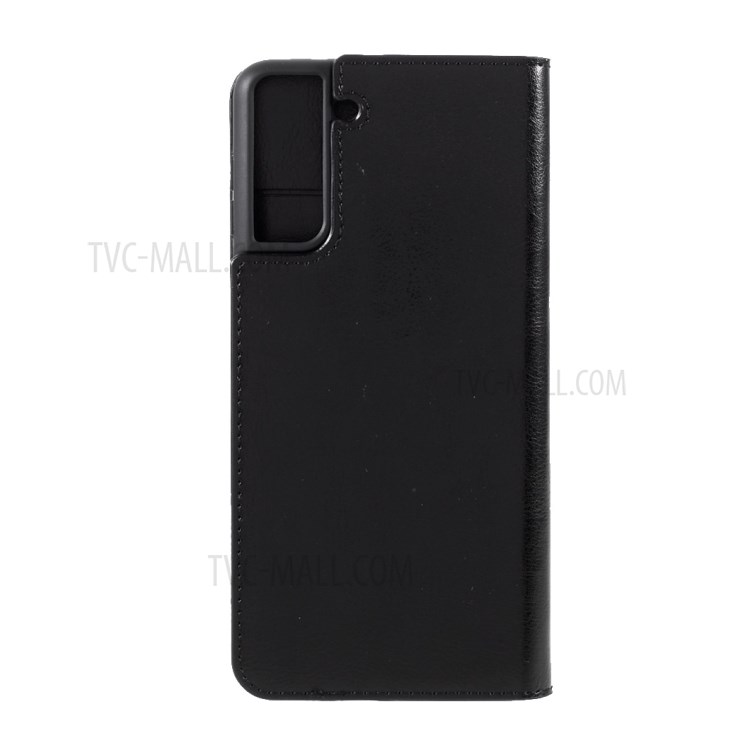 Crazy Horse Auto-Absorbed Genuine Leather Wallet Stand Case for Samsung Galaxy S21 5G - Black-3