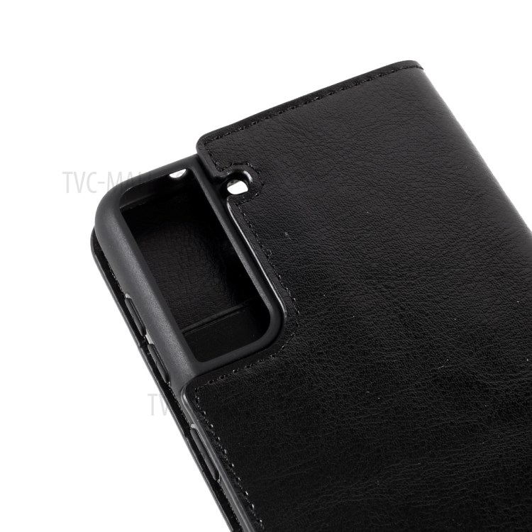 Crazy Horse Auto-Absorbed Genuine Leather Wallet Stand Case for Samsung Galaxy S21 5G - Black-8