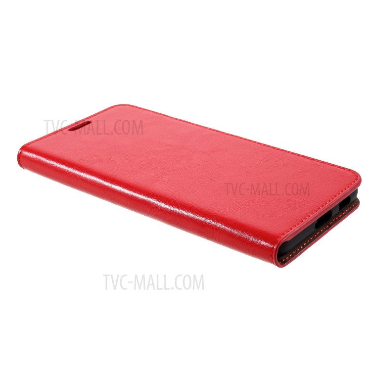 Crazy Horse Auto-Absorbed Genuine Leather Wallet Stand Case for Samsung Galaxy S21+ 5G - Red-4