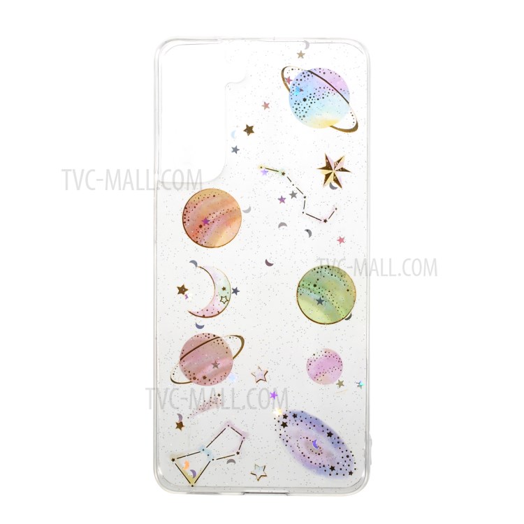 Star Planet Printing Stickers Design Epoxy TPU Case Shell for Samsung Galaxy S21 5G - Transparent-1