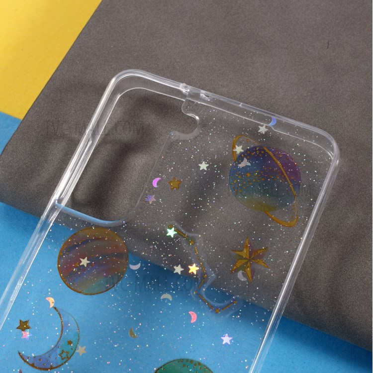 Star Planet Printing Stickers Design Epoxy TPU Case Shell for Samsung Galaxy S21 5G - Transparent-3