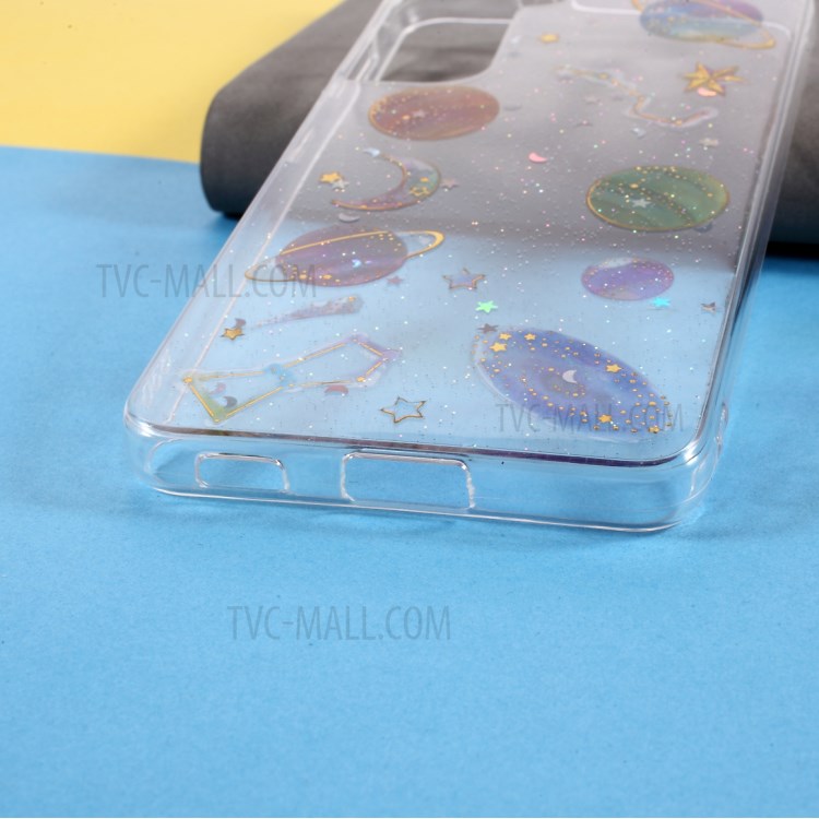 Star Planet Printing Stickers Design Epoxy TPU Case Shell for Samsung Galaxy S21 5G - Transparent-4