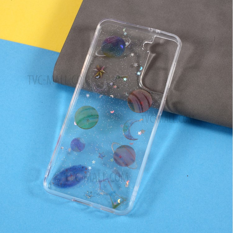 Star Planet Printing Stickers Design Epoxy TPU Case Shell for Samsung Galaxy S21 5G - Transparent-5