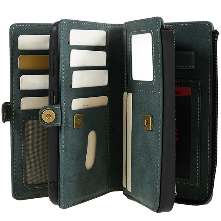 CASEME 018 Series Leather Detachable 2-in-1 Wallet Case for Samsung Galaxy S21 - Green-11