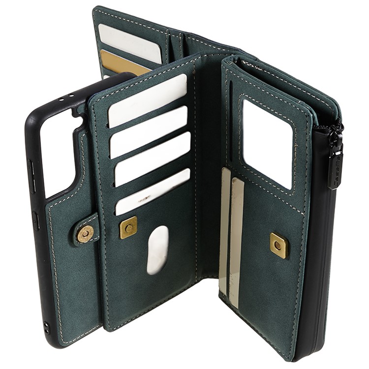 CASEME 018 Series Leather Detachable 2-in-1 Wallet Case for Samsung Galaxy S21 - Green-12