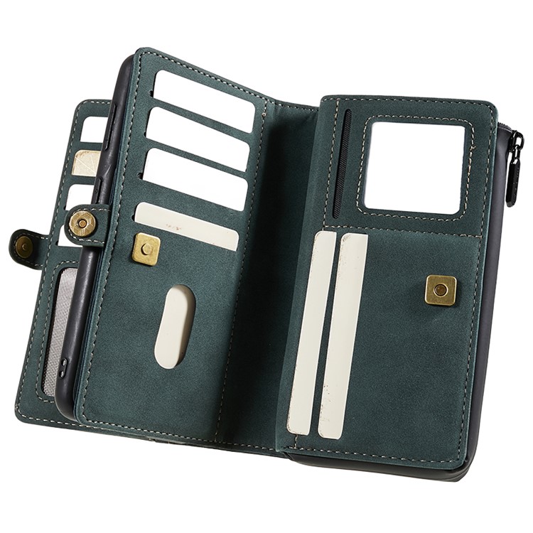 CASEME 018 Series Leather Detachable 2-in-1 Wallet Case for Samsung Galaxy S21 - Green-13