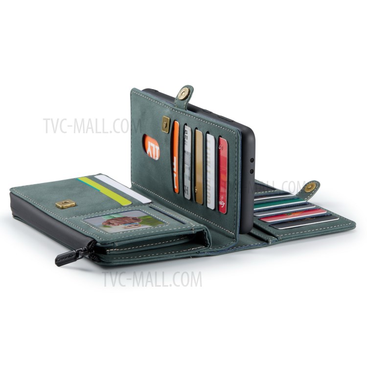 CASEME 018 Series Leather Detachable 2-in-1 Wallet Case for Samsung Galaxy S21 - Green-20