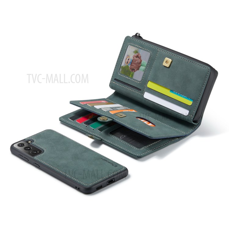 CASEME 018 Series Leather Detachable 2-in-1 Wallet Case for Samsung Galaxy S21 - Green-23