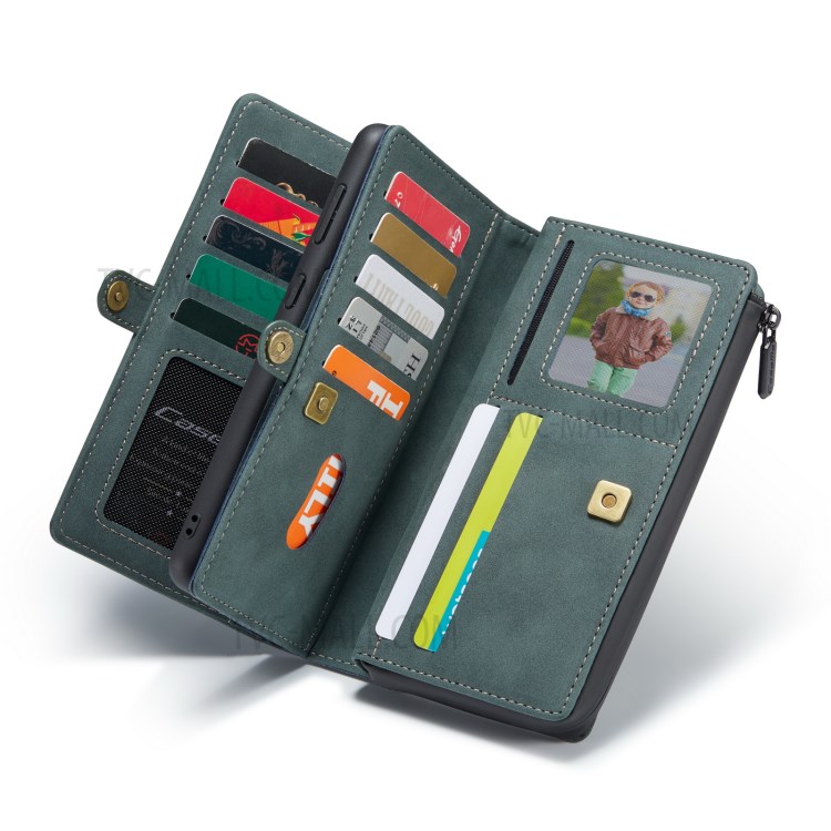CASEME 018 Series Leather Detachable 2-in-1 Wallet Case for Samsung Galaxy S21 - Green-24