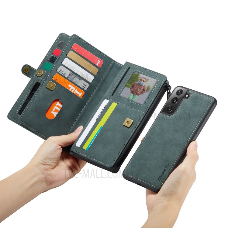 CASEME 018 Series Leather Detachable 2-in-1 Wallet Case for Samsung Galaxy S21 - Green-26
